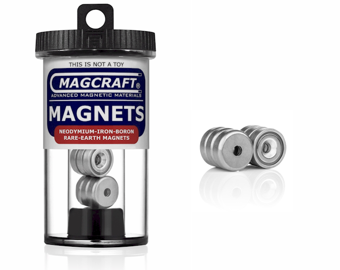 Cup Magnet - Rare Earth, 0.625 in. Outside Diameter x 0.158 in. Inside Diameter x 0.200 in. Thick, N, 6-Count CUP0302, cup , magnets, magcraft, neodymium, rare earth