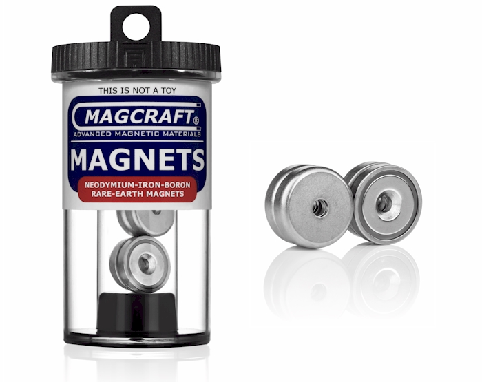 Cup Magnet - Rare Earth, 0.750 in. Outside Diameter x 0.158 in. Inside Diameter x 0.200 in. Thick, N, 4-Count CUP0303, cup , magnets, magcraft, neodymium, rare earth