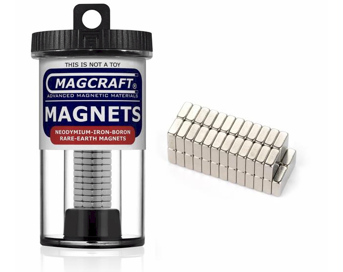 Rare-Earth Block Magnets, 0.25 in. Long x 0.25 in. Wide x 0.1 in. Thick, 50-Count NSN0610, block , magnets, magcraft, neodymium, rare earth