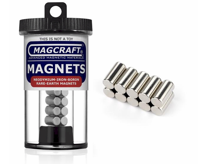 Rare-Earth Rod Magnets, 0.25 in. Diameter x 0.5 in. Long, 10-Count NSN0818, rod , magnets, magcraft, neodymium, rare earth