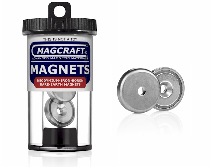 Cup Magnet - Rare Earth, 1.000 in. Outside Diameter x 0.184 in. Inside Diameter x 0.235 in. Thick, N, 2-Count CUP0304, cup , magnets, magcraft, neodymium, rare earth
