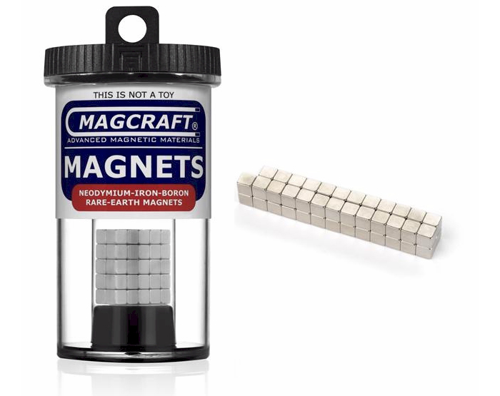 Rare-Earth Cube Magnets, 0.1875 in. Long x 0.1875 in. Wide x 0.1875 in. Thick, 50-Count NSN0571, cube , magnets, magcraft, neodymium, rare earth