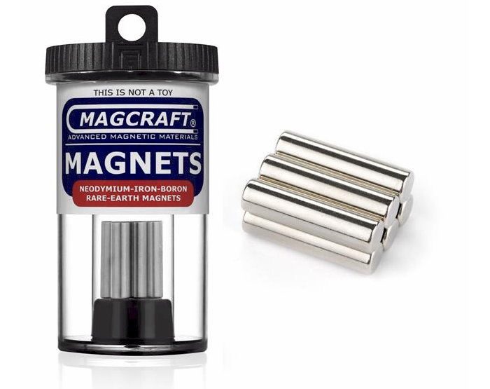 Rare-Earth Rod Magnets, 0.25 in. Diameter x 1 in. Long, 6-Count NSN0719, rod , magnets, magcraft, neodymium, rare earth
