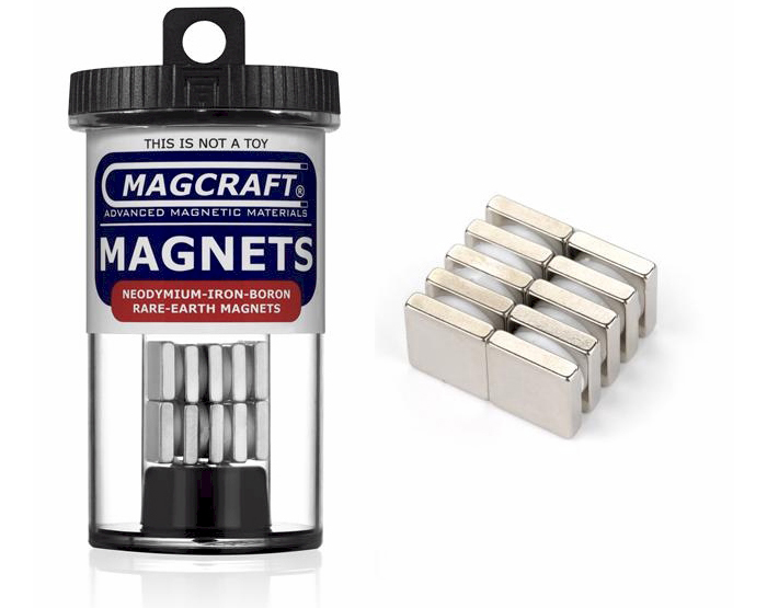Rare-Earth Block Magnets, 0.5 in. Long x 0.5 in. Wide x 0.125 in. Thick, 10-Count NSN0911, block , magnets, magcraft, neodymium, rare earth
