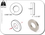 Rare-Earth Ring Magnets, 1 in. Outside Diameter x 0.5 in. Inside Diameter x 0.125 in. Thick, 4-Count - NSN0616